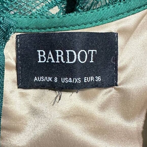Bardot Eve Lace Sheath Midi Dress Dark Green Women's Size 4/XS - Picture 5 of 7